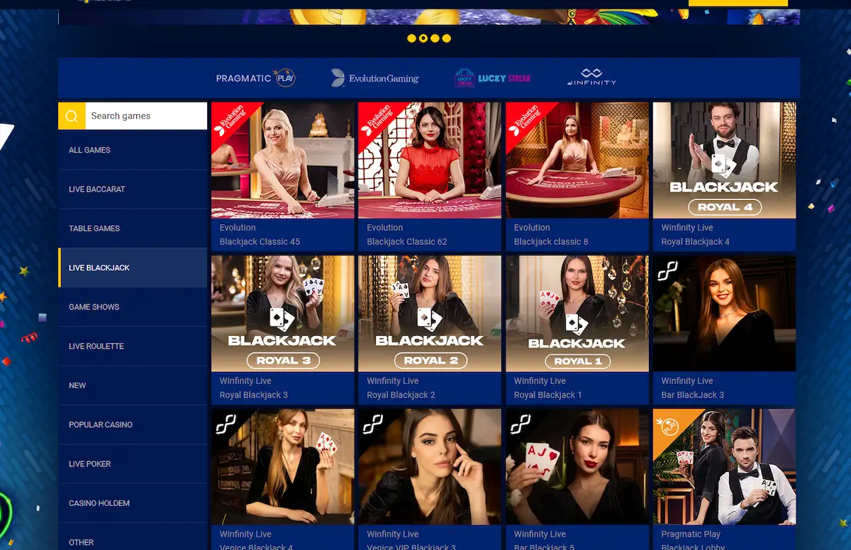Živý blackjack Spassino Casino v mobilní aplikaci